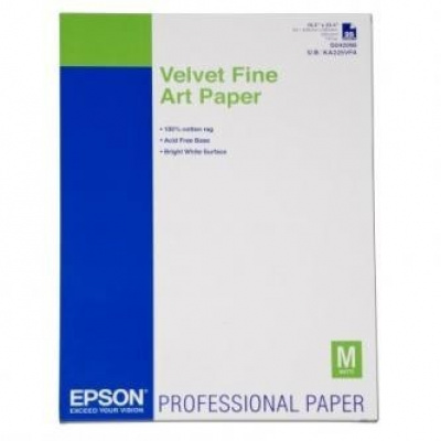 Epson Velvet Fine Art Paper S042096 C13S042096, 260 г/м2, A2, 25 бр., кадифе, бял, фотографска хартия