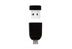 VERBATIM Flash Disk 16GB Store 'n' Stay NANO + micro USB OTG адаптор, USB 2.0, черен