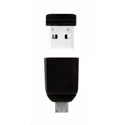 VERBATIM Flash Disk 16GB Store 'n' Stay NANO + micro USB OTG адаптор, USB 2.0, черен