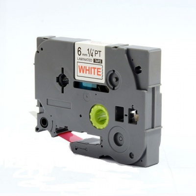 Съвместима лента с Brother TZ-212 / TZe-212, 6mm x 8m, червен печат / бял фон