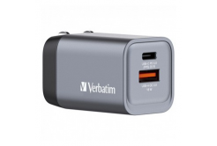 Verbatim GaN 32200, адаптер за пътуване, USB 3.0, USB C, сив, 35 W, взаимозаменяеми вилици C,G,A