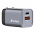 Verbatim GaN 32200, адаптер за пътуване, USB 3.0, USB C, сив, 35 W, взаимозаменяеми вилици C,G,A