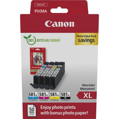 Canon PG-585XL/CL-586XL 6204C005 черен/цвят (black/color) оригинален комплект касети + фотохартия GP-501