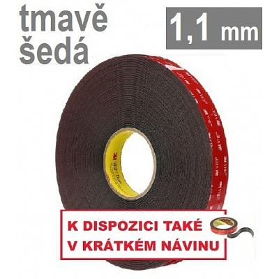 3M VHB™ 4611, tl. 1,1 mm; tmavošedá oboustranně lepicí páska 25 mm x 33 m