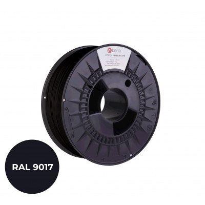 C-Tech 3DF-P-TPU90A-1.75-9017 3D филамент, PREMIUM LINE, TPU 90A, гъвкав, RAL9017 1,75mm, 1000g, Сигнално черен (Traffic black)