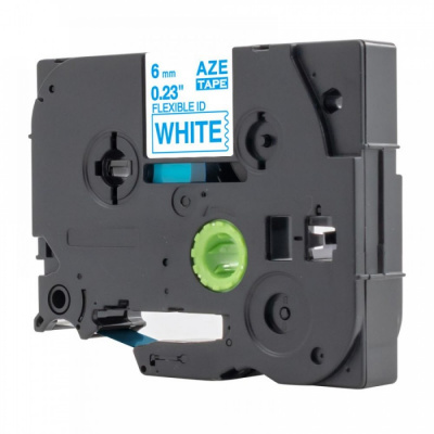 Съвместима лента с Brother TZ-FX213 / TZe-FX213, 6mm x 8m, гъвкави, син шрифт / бял фон