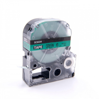 Epson LK-SC6GW, 6mm x 9m, черен печат / зелен фон, съвместима лента
