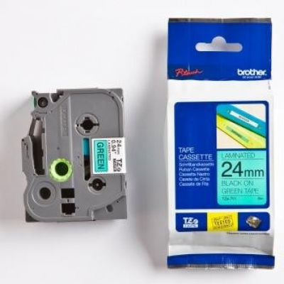 Brother TZ-751 / TZe-751, 24mm x 8m, черен печат / зелен фон, оригинална лента
