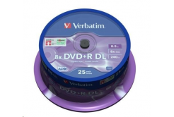 VERBATIM DVD+R(25-опаковка) Двуслоен/8x/8.5GB/шпиндел