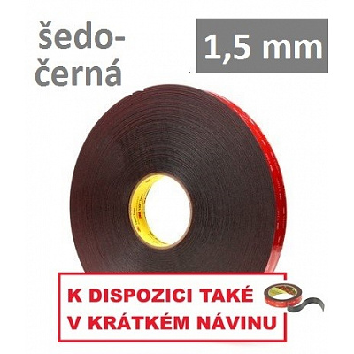 3M VHB™ 5962-F, деб. 1,5 mm; сиво-черна двустранно лепяща акрилна лента 19 mm x 33 m