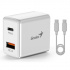 Genius Мрежов адаптер 20W, 2 порта, USB-C, USB-A, PD-20ACP