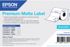 Epson C33S045532 Preмiuм Matte, за ColorWorks, 102x76мм, 440 бр, бели самозалепващи етикети