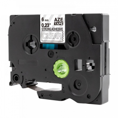 Съвместима лента с Brother TZ-S115 / TZe-S115, 6mm x 8m, екстра лепило бял печат / прозрачен субстрат