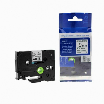Съвместима лента с Brother TZ-S221/TZe-S221 9mm x 8m екстра лепило черен печат/бял фон