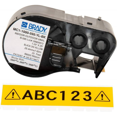 Brady M4C-500-584-YL / 170810, 12.70 mm x 6.10 m, Пластмаса, черен печат / жълт фон