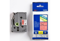 Brother TZ-451 / TZe-451, 24mm x 8m, черен печат / червен фон, оригинална лента