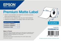 Epson C33S045741 Preмiuм Matte, за ColorWorks, 102ммx60м, бели самозалепващи етикети