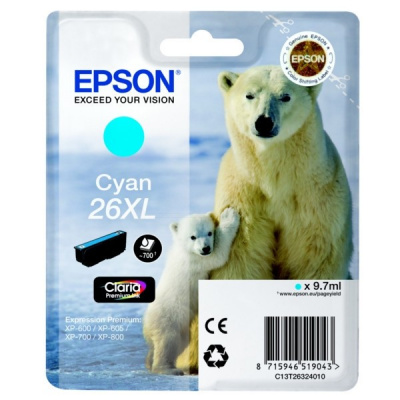 Epson T26324012, T263240, 26XL циан (cyan) оригинална касета