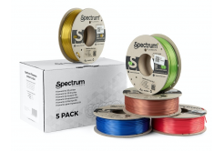 Spectrum 80750 3D филамент, PLA Silk, 1,75 мм, 5x250g, микс славно злато, пикантна мед, зелена ябълка, рубинено червено, индигово синьо