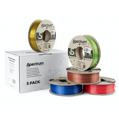 Spectrum 80750 3D филамент, PLA Silk, 1,75mm, 5x250g, Златен, Бронзов, Зелен, Червен, Син (Mix Glorious Gold, Spicy copper, Apple green, Ruby red, Indigo Blue)