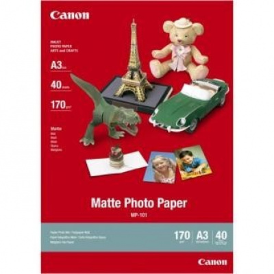 Canon Matte Photo Paper MP-101 7981A008, 170 г/м2, A3, 40 бр., мат, мастиленоструен, бял, фотографска хартия