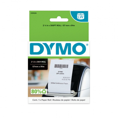 Dymo 2191636, 57мм x 91m, бели нелепящи се касови бележки