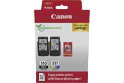 Canon PG-510/CL-511/GP-501 2970B017 цвят (color) оригинален комплект касети + фотохартия