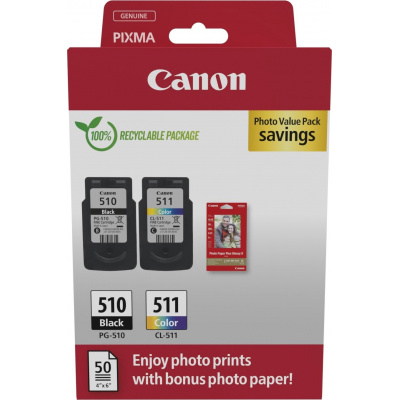 Canon PG-510/CL-511/GP-501 2970B017 цвят (color) оригинален комплект касети + фотохартия