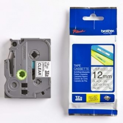 Brother TZ-131 / TZe-131, 12mm x 8m, черен печат / прозрачен субстрат, оригинална лента