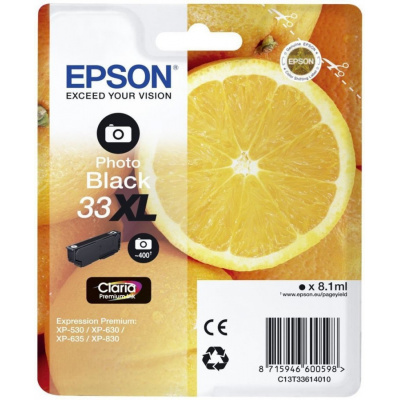 Epson T33614012, T33XL снимка черен (photo black) оригинална касета
