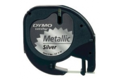 Dymo LetraTag 91208 S0721730 12mm x 4m черен печат/сребърен фон оригинална лента метална