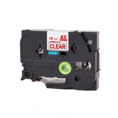 Съвместима лента с Brother TZ-142 / TZe-142, 18mm x 8m, червен печат / прозрачен субстрат