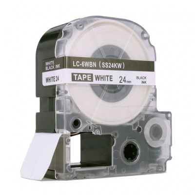 Epson LC-6WBN, SS24KW, 24mm x 8m, черен печат / бял фон, съвместима лента