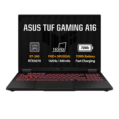 ASUS TUF Gaming A16/FA608UP-RV011W/R7-260/16"/WUXGA/16GB/512GB/RTX 5070/W11H/Сив/2R