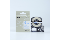 Epson LK-SS9BW, 9mm x 9m, син шрифт / бял фон, съвместима лента