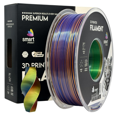 Smart Print FG-S106-E1, 3D филамент, PLA Silk, 1,75mm, 1000g, Tri Color, Многоцветен (Orange, Blue, Green)