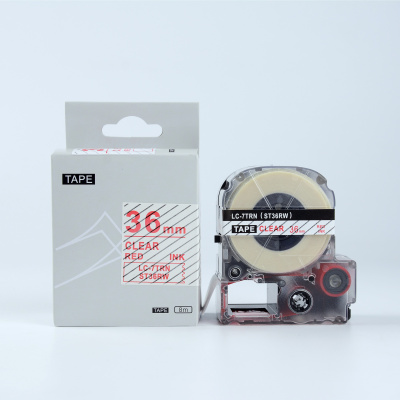 Epson LK-7TRN, ST36RW, 36mm x 9m, червен печат / прозрачен фон, съвместима лента