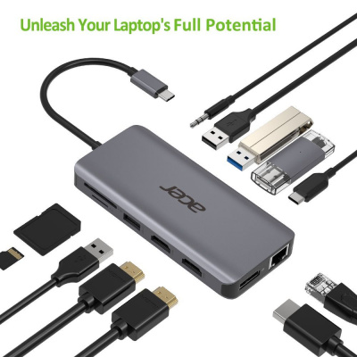 Acer 12в1 USB-C донгъл (USB, HDMI, PD, CD, DP, RJ45)