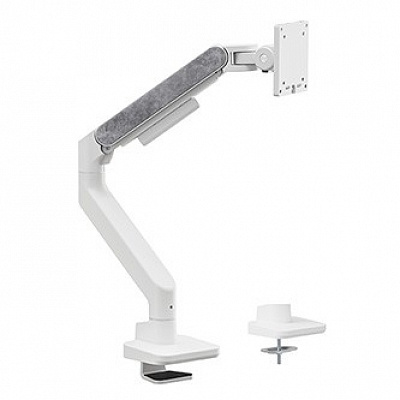 Powerton ERGO MONOA Регулируема стойка за монитор, бяла, 2-20KG, скоба, 17"- 49", 75x75/100x100