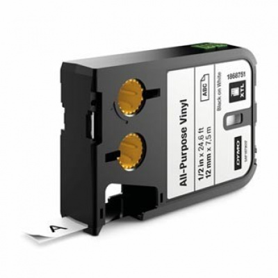 Dymo XTL 1868751, 12mm x 7m, черен печат/бял фон, оригинална лента