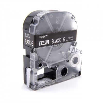 Epson LK-2BWV, SD6KW, 6mm x 9m, бял печат / черен фон, съвместима лента