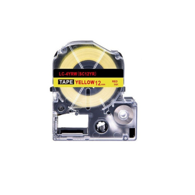 Epson LK-4YRN, SC12YR, 12mm x 9m, червен печат / жълт фон, съвместима лента