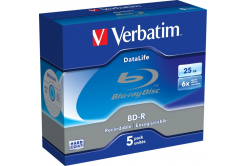 VERBATIM BD-R SL Datalife (5-пакет)Blu-Ray/Spindle/6x/25GB БЯЛА СИНЯ ПОВЪРХНОСТ