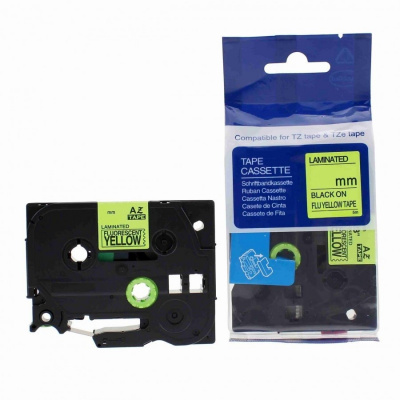 Brother HGe-C11, сигнал 6mm x 8m, черен печат/жълт фон, бързоходен съвместима лента