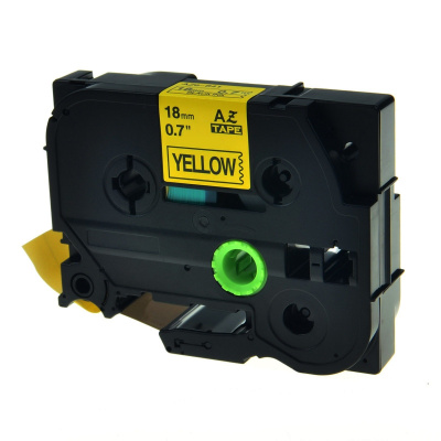 Brother TZe-V641, 18mm x 5,5m, черен печат / жълт фон, винил, съвместима лента