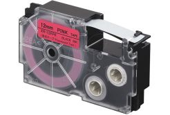 Casio XR-12FPK , 12mm x 8m, черен печат / сигнал розов фон, съвместима лента