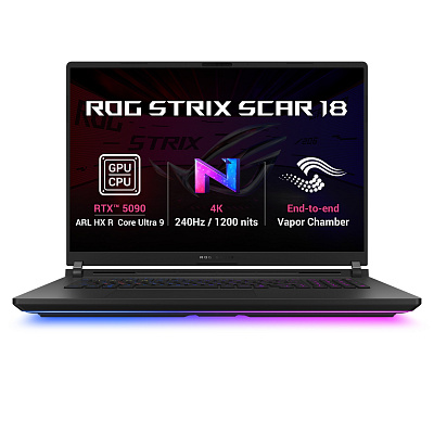 ASUS ROG Strix SCAR 18/G835LXG-TQ468WZ/U9-290HXPLUS/18"/4K/64GB/1TB/RTX 5090/W11H/Черен/2R