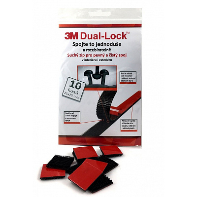 3M Dual-Lock™, черен, опаковка = 10 квадратчета 25 x 25 mm