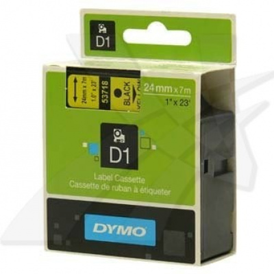 Dymo D1 53718, S0720980, 24 mm x 7 m, черен печат/жълт фон, оригинална лента