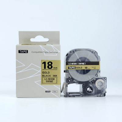Epson LK-SM18ZW, 18mm x 9m, черен печат / златна основа, съвместима лента
